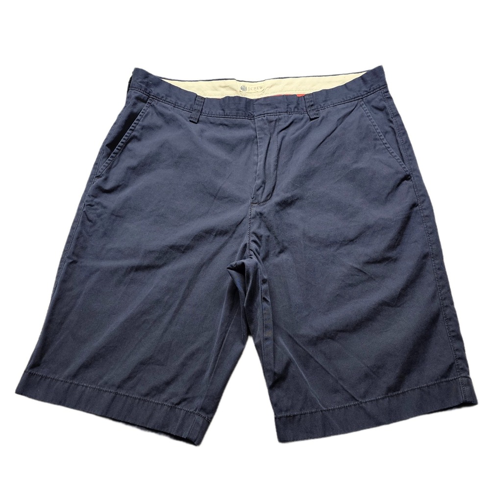 J.Crew Chino Shorts Men 35 Navy Regular Fit Flat Front Slash Pocket 10.5" Inseam